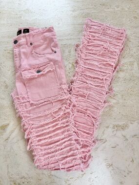MAJESTIK NIRVANA FRAYED SUPER STACKED PINK RED Men’s 32